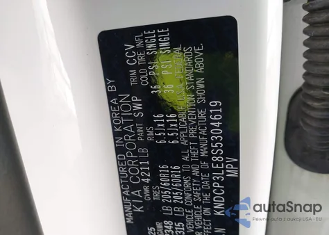 2025 Kia Niro Lx z USA, uszkodzony, nr VIN KNDCP3LE8S5304619